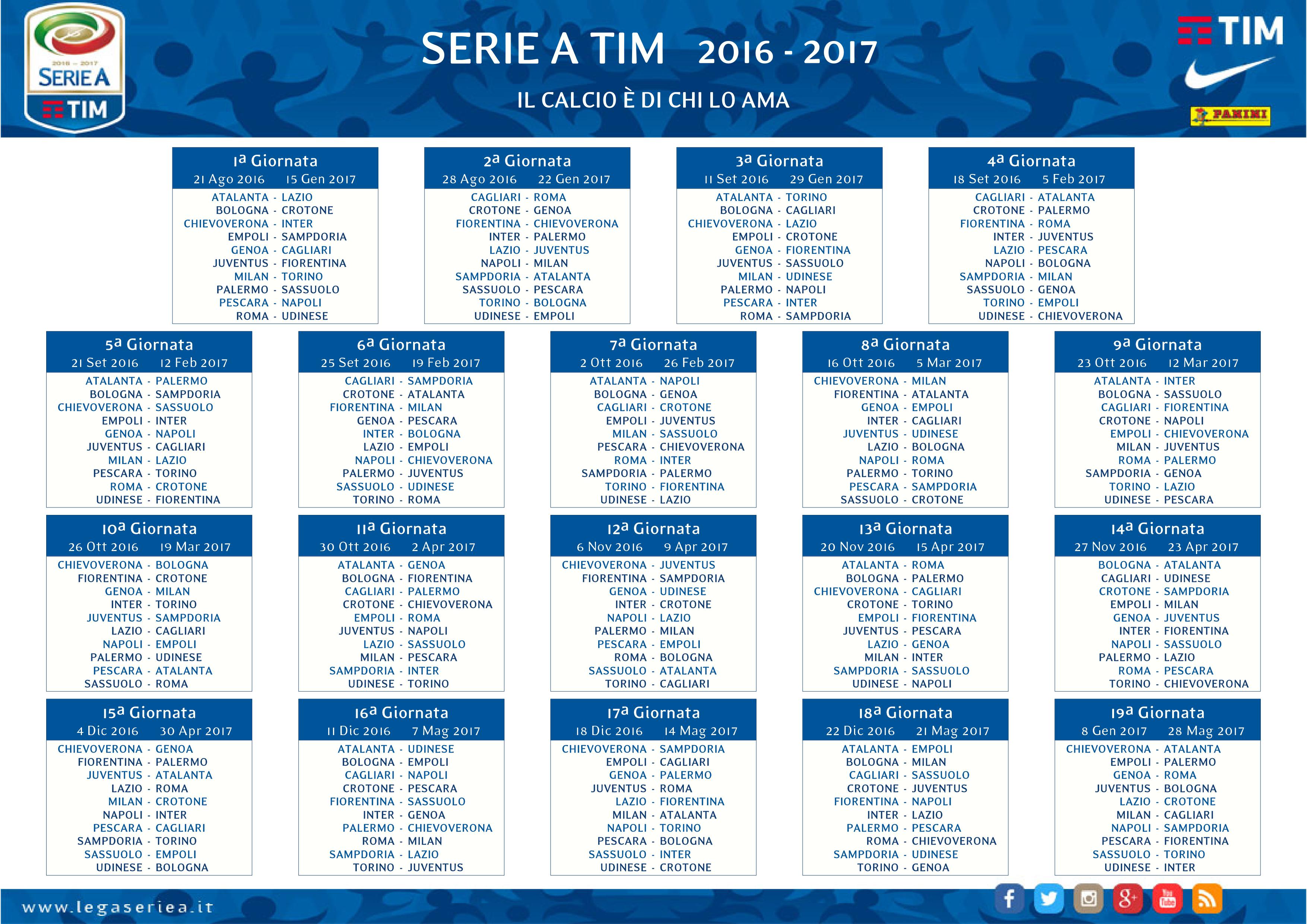 Calendario Serie A 2016/17